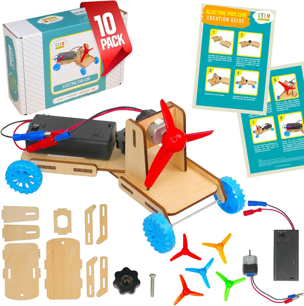 Propeller Car Kit (10-Pack) – STEM Engineering Project, Motorized Fan ...